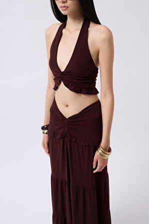 Düğüm Detay Fırfırlı Crop