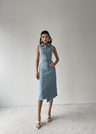 Meldia Jean Sıfır Kollu Elbise