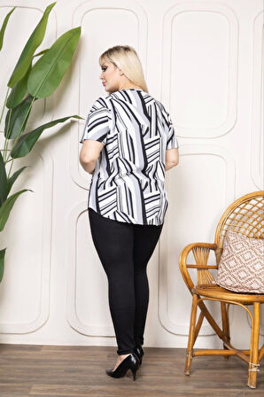 Kuş Gözü Ve Püskül Detaylı Bluz - Desenli