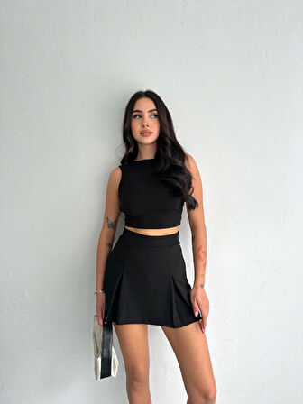 Tek Omuzlu Kolsuz Mini Boy Elbise - Siyah