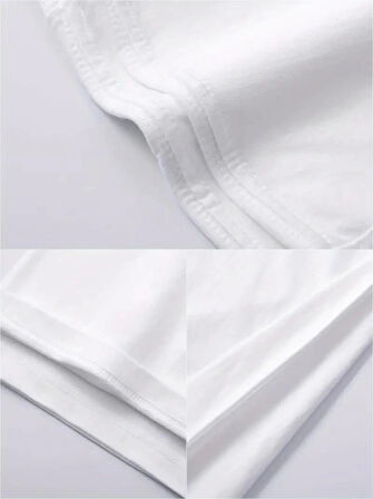 Baskılı Oversize Bisiklet Yaka T-shirt - Beyaz