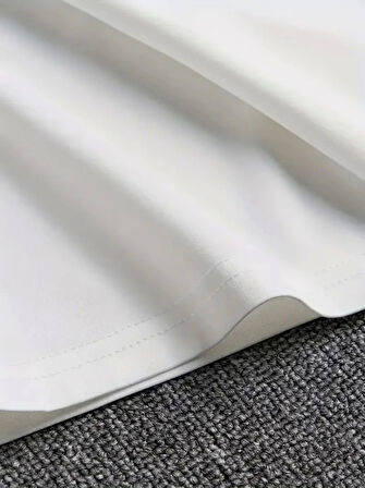 Baskılı Oversize Bisiklet Yaka T-shirt - Beyaz