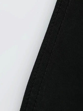 Baskılı Oversize Bisiklet Yaka T-shirt - Siyah