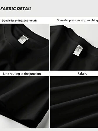 Baskılı Oversize Bisiklet Yaka T-shirt - Siyah