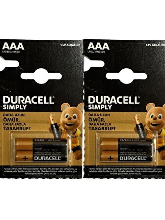 Duracell 1,5V AAA LR03/MN2400 İnce Pil (Dörtlü Paket)