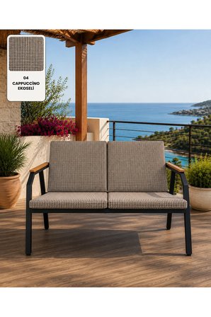 DURU İKİLİ,SİYAH İSKELET,KUMAŞ RENGİ 03 CAPPUCCİNO