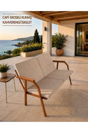 DURU İKİLİ BAHÇE BALKON MOBİLYASI,KAHVE İSKELET