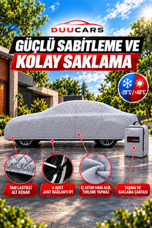 Volvo S90 Uyumlu 150 GR Elyaf Dolgulu Dolu ve Dış Etken Koruyucu Oto Branda - Gri | DUUCARS