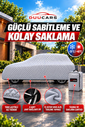 Peugeot 307 Uyumlu 150 GR Elyaf Dolgulu Dolu ve Dış Etken Koruyucu Oto Branda - Gri | DUUCARS