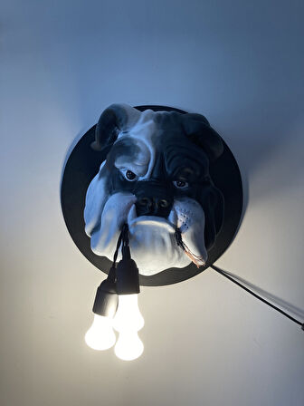 Duvar Buldog Aydınlatma Abajur Siyah Beyaz