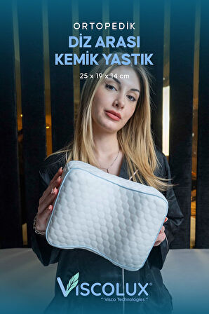 Bacak Arası Ortopedik Yastık - Diz Bacak Arası Visco Yastık Bacak Destek Minderi Pembe 25x19x14