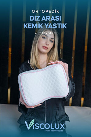 Bacak Arası Ortopedik Yastık - Diz Bacak Arası Visco Yastık Bacak Destek Minderi Pembe 25x19x14