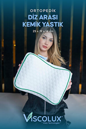 Bacak Arası Ortopedik Yastık - Diz Bacak Arası Visco Yastık Bacak Destek Minderi Pembe 25x19x14