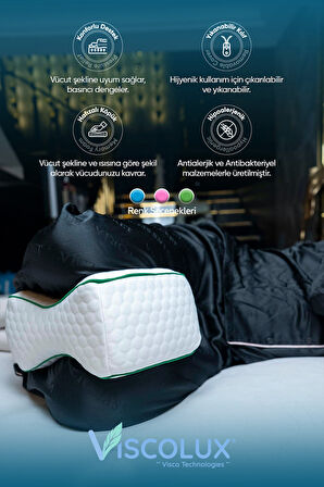 Bacak Arası Ortopedik Yastık - Diz Bacak Arası Visco Yastık Bacak Destek Minderi Pembe 25x19x14