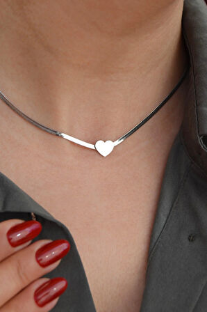 Mini Kalpli Çelik İnce İtalyan Kolye Kalp Detaylı