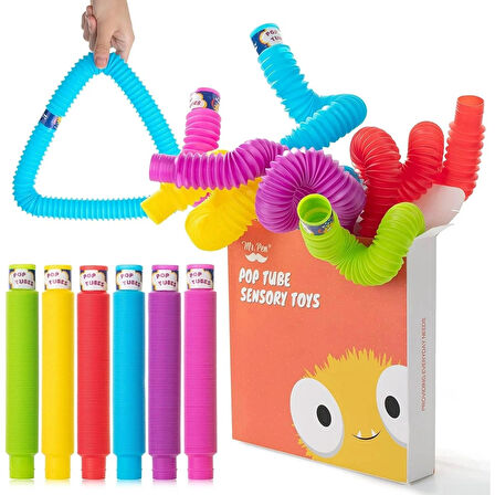 6'lı Pop Tubes Renkli Uzayan  Hortum Bükülebilir Aktivite Borusu’ Duyusal Algısal Motor Gelişim