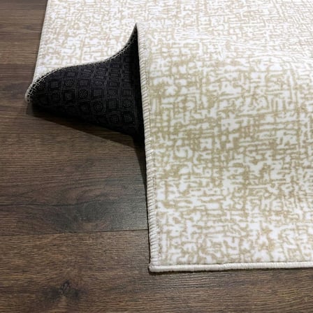 Düz Desen Bej Yıkanabilir Kaymaz Taban Kesme Halı Yolluk