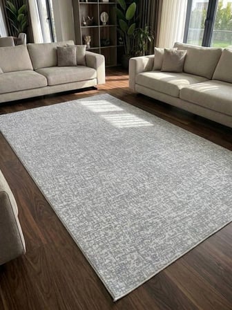 Düz Desen Gri Yıkanabilir Kaymaz Taban Kesme Halı Yolluk