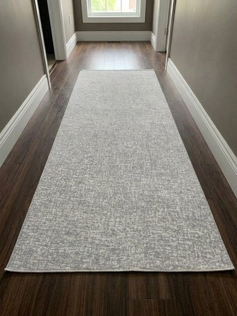 Düz Desen Gri Yıkanabilir Kaymaz Taban Kesme Halı Yolluk