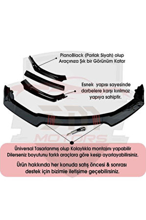 Skoda Roomster 2006-2015 F30 Düz Yan Marşpiyel + 4 Parça Kırmızı Ön Ek Piano Black Bodykit Set