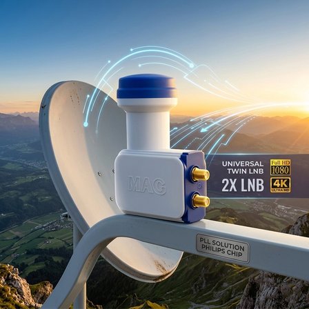 Rose Mag Uydu Unıversal Twin 0.1DB 3D 2'li Full Hd Lnb