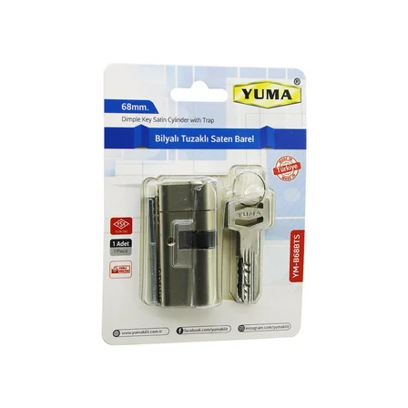 Yuma YM-B68BTS Barel 68mm 3 Anahtar Nikel Saten Bilyalı Tuzaklı Vakumlu Ambalaj