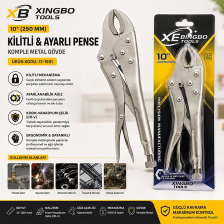 Şahin Tools Man ŞHT-080 Kilitli ve Ayarlı Pense 250 mm 10" Komple Metal