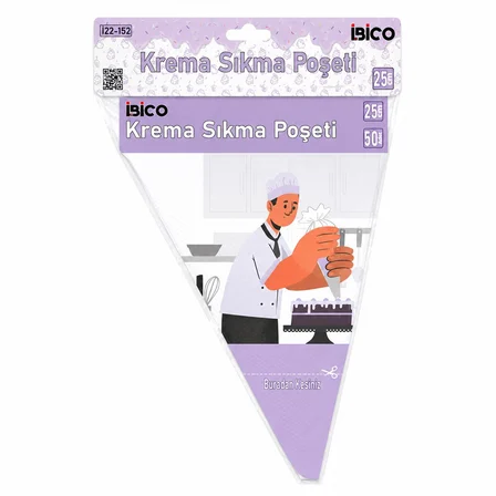 İbico İ22-152 Torbası 25cm 50 Adet Naylon Poşeti Krema Sıkma