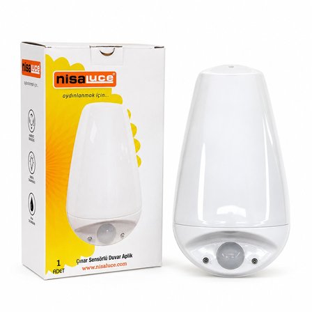 Nisaluce E2003-2 (E27 & IP20) (Soft) (0,4W & 50W) Çınar Sensörlü LED Aplik Duvar Lambası