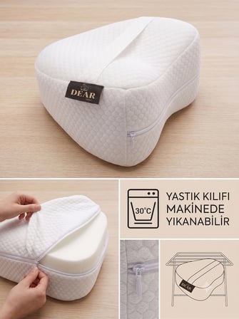 Dear Visco Ortopedik Diz Yastığı Beyaz 25x25x15 cm Memory Foam