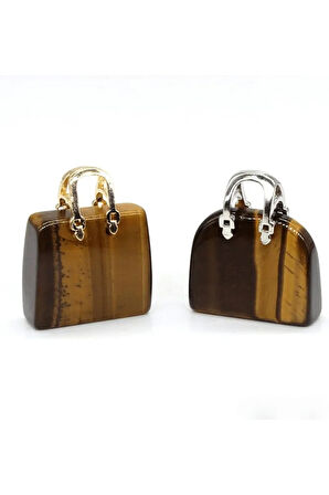 Sertifikalı Çanta Model Kaplan Gözü Taşı Kolye