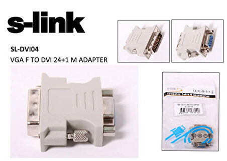 S-link SL-DVI04 DVI 12+5 M / VGA 15 F Adaptör Çevirici