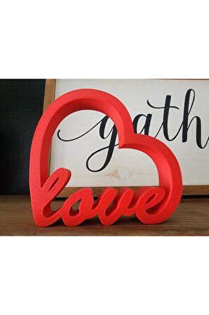 Just3dprintings Love Yazılı Kalp Şekilli Dekoratif Obje