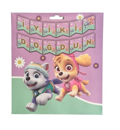 Özel Seri Süsleme Davet Yaş Günü PAW PİNK İYİ Kİ DOĞDUN BANNER