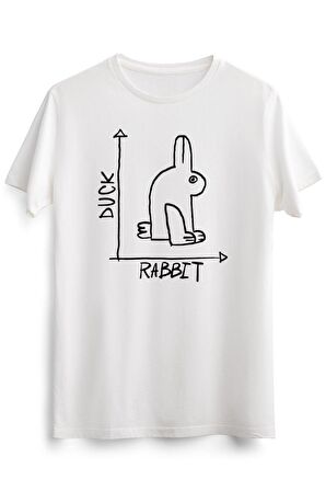 Erkek Beyaz Duck Rabbit Optical Illusion