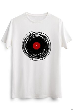 Erkek Beyaz Spinning With A Vinyl Record - Retro Music Dj