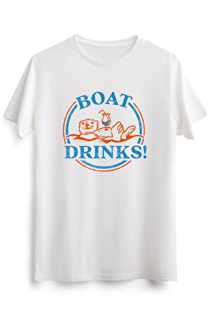 Erkek Beyaz "boat Drinks!" Cute & Funny Otter Enjoying A Cocktail