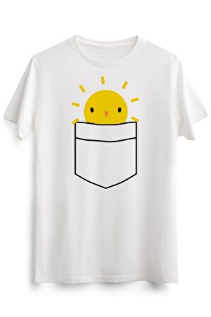 Erkek Beyaz Kawaii Pocket Full Of Sunshine Pun