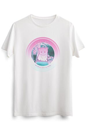 Erkek Beyaz Vaporwave Kitty