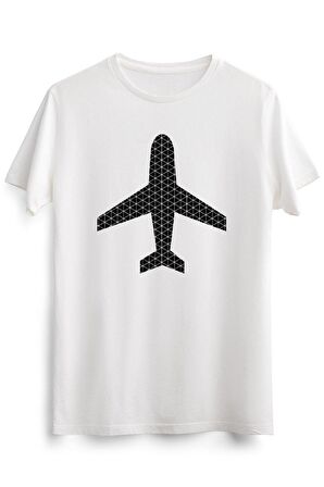Erkek Beyaz Plane Silhouette With Vector Grid Lines
