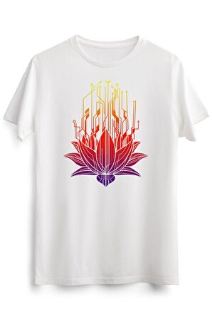 Erkek Beyaz Modern Lotus Flower On Colours