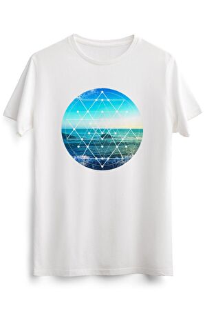 Erkek Beyaz Geometric Pattern Ocean