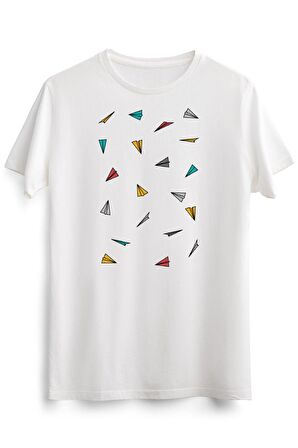 Erkek Beyaz Falling Multic Colored Paper Planes