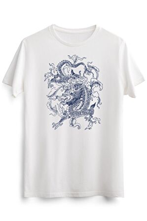 Erkek Beyaz Vintage Rustic Dragon