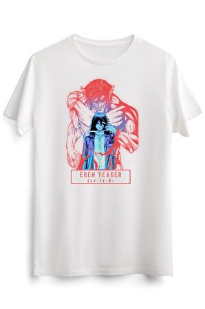 Erkek Beyaz Eren Yeager Titan Retrowave