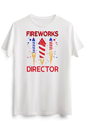 Erkek Beyaz 4th Of July Fireworks Director I Run You Run