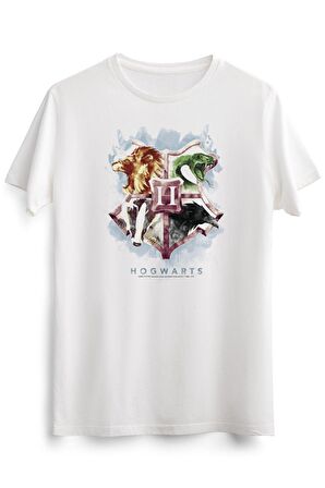 Erkek Beyaz Harry Potter Hogwarts Crest Watercolor