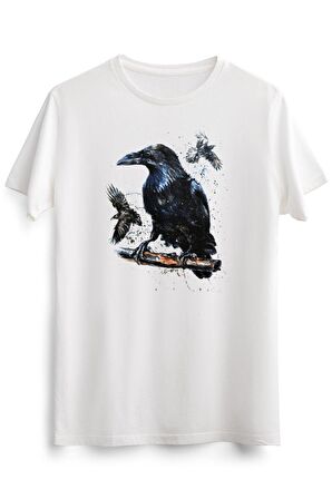 Erkek Beyaz Raven Watercolor