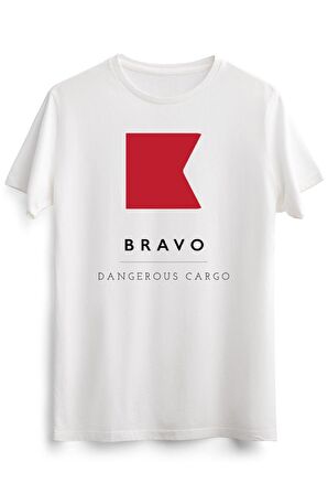 Erkek Beyaz Bravo Dangerous Cargo Nautical Flag
