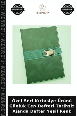 Özel Seri Kırtasiye Ürünü Günlük Cep Defteri Tarihsiz Ajanda Defter Yeşil Renk